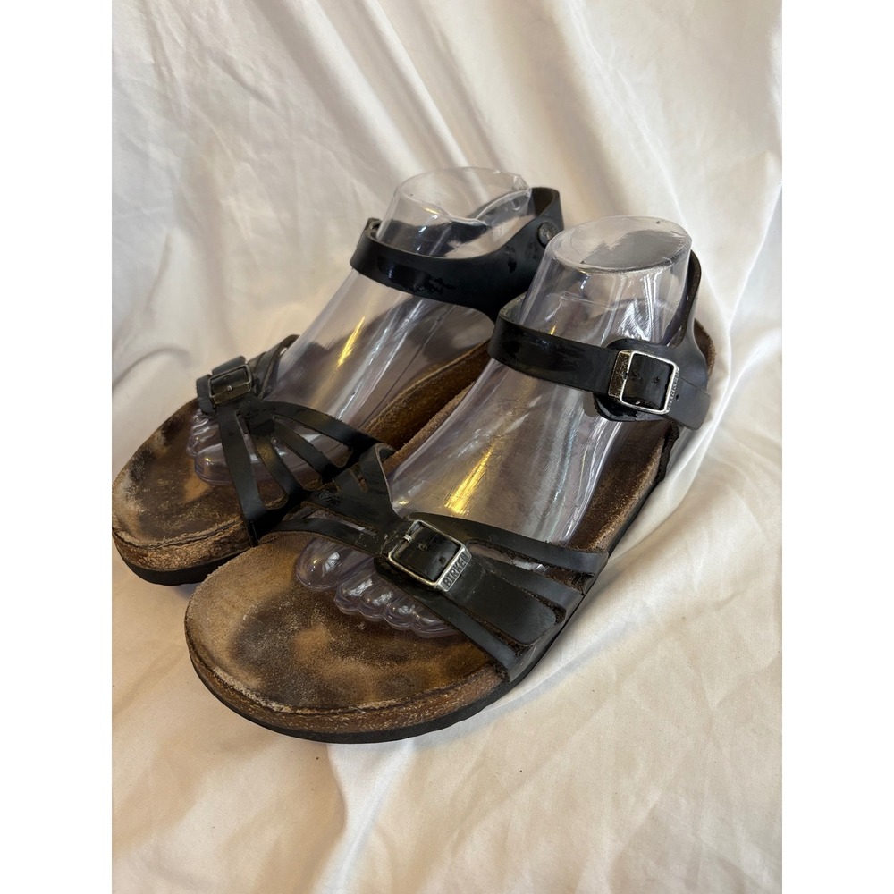 Birkenstock Bali Black Birko-Flor Ankle Strap Sandals Womens 41 L10 M8